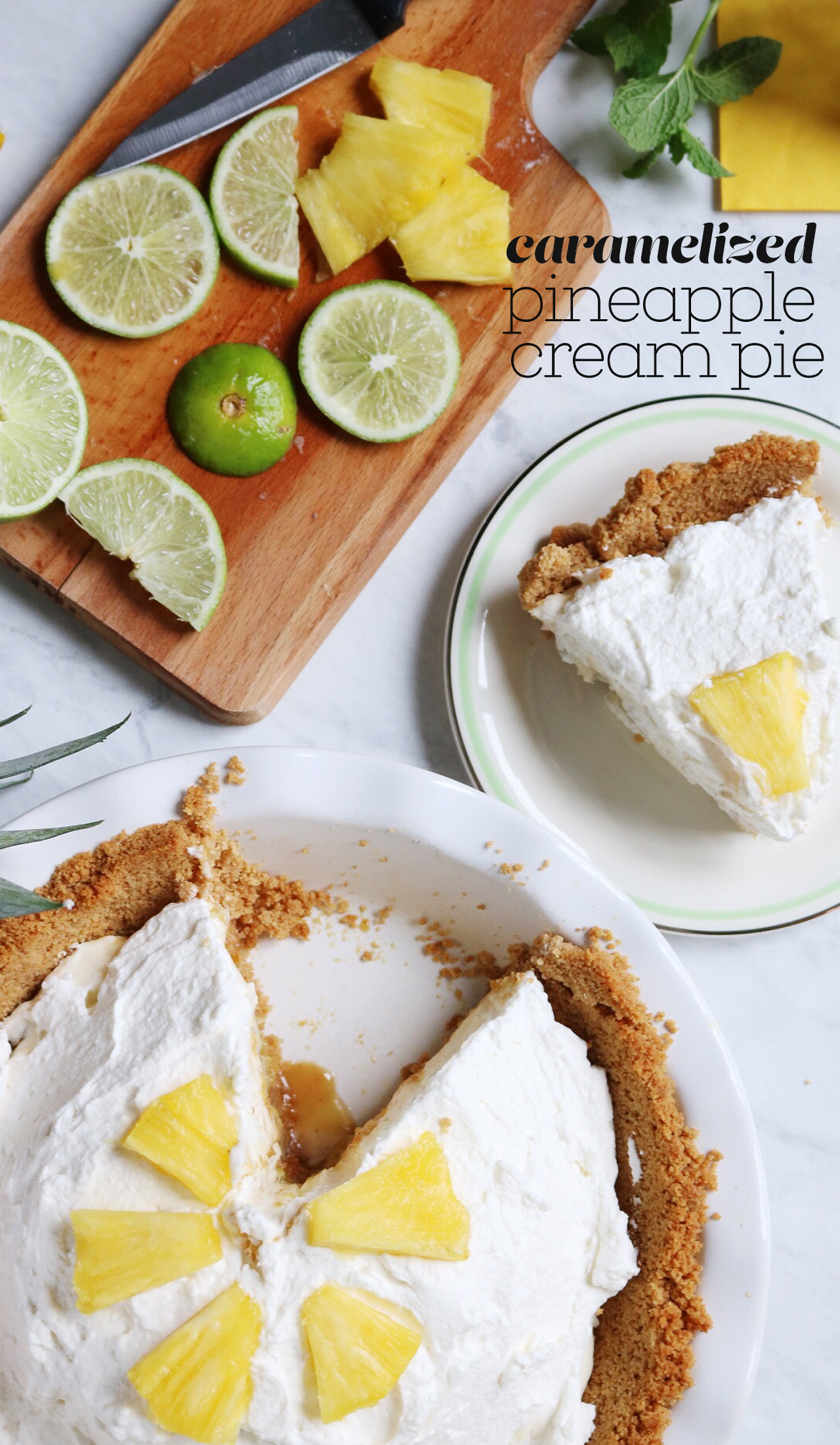 Caramelized Pineapple Cream Pie recipe | via Pies Before Guys