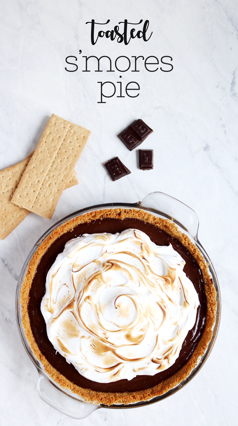Toasted S'mores Pie recipe with a fluffy marshmallow topping. Perfect for a cozy fall day | Pies Before Guys